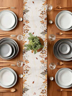 White Golden-Yellow Pumpkin Fall Table Runner 120 Inches Long, Thanksgiving - Image 7