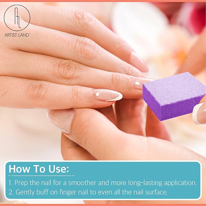 Purple Mini Buffer Set 180/240 Grit – 50 Ct - Professional Grade Salon Quality Nail Buffing Blocks Pack for Pre-Application of Polish, Gel, Acrylic, Double-Sided Buffer Blocks