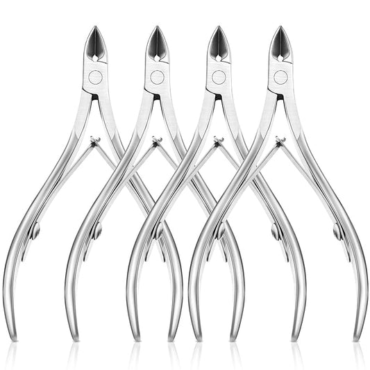 Mudder 4 Packs Cuticle Trimmer Upgraded Stainless Steel Cuticle Remover Nippers Kit with Pointed Blade Scissors Labor Saving Sharp Dead Skin Cutter for Fingernail Toenail Manicure Pedicure Tool