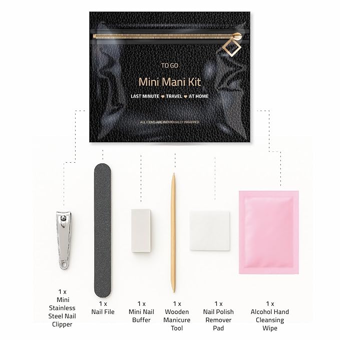 Disposable Manicure Kit – One-Time Use Manicure Set with Nail Clipper, Buffer, File, Cuticle Stick & Remover Pad – Hygienic Grooming Kit for Travel, Gift Bags, or Emergencies (3)