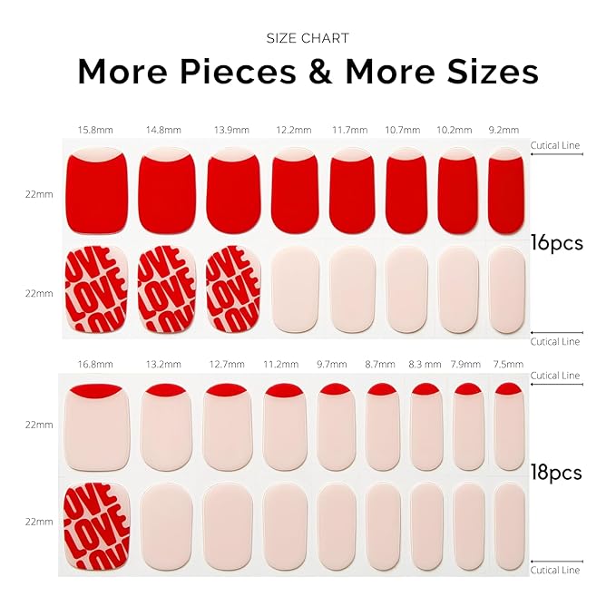 NAILOG Semi Cured Gel Nail Strips for Valentine's Day - 34 pcs | Buy 2 Get 1 UV Lamp | Long Lasting Nail Polish Sticker Wraps with Glossy Gel Finish, City of Love