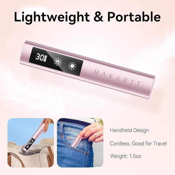 Makartt Handheld UV Nail Lamp with Painless Mode: Portable 800mAh Flash Cure Lamp for Fast Curing Gel Polish Nails Tips & Glue Rechargeable USB Nail Art Light with LCD 3 Timer for Home Salon Use