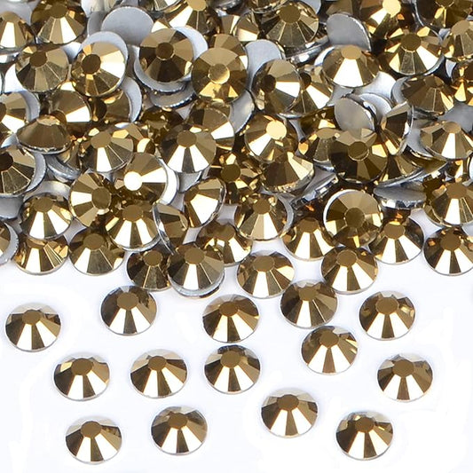 1440PCS Art Nail Rhinestones Non Hotfix Glue Fix Round Crystals Glass Flatback for DIY Jewelry Making with one Picking Pen (ss12 1440pcs, Aurum)