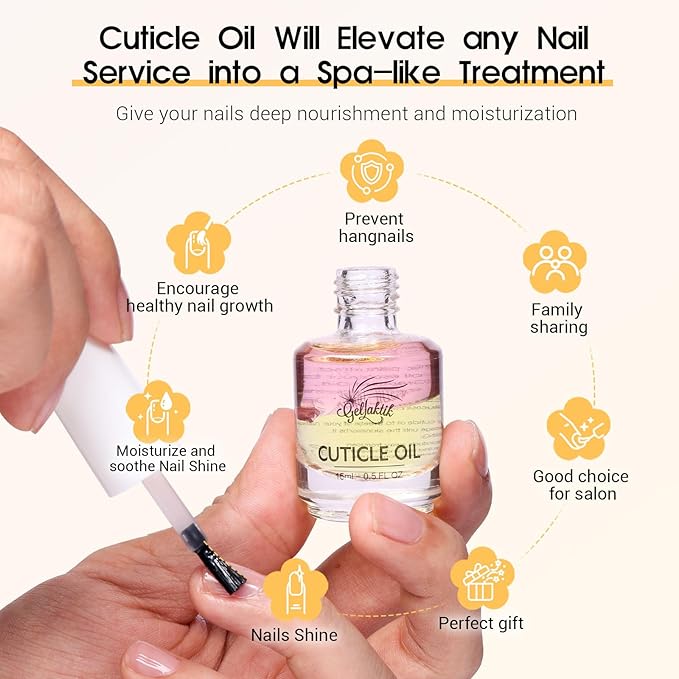 Cuticle Oil, 15ml Cuticle Oil for Nails on Brush with Vitamin E & Rose Oil, Nourishing, Strengthening, Moisturizing, Repairs Dry Cuticles & Damaged Nails, Fast Absorbing Nail Treatment