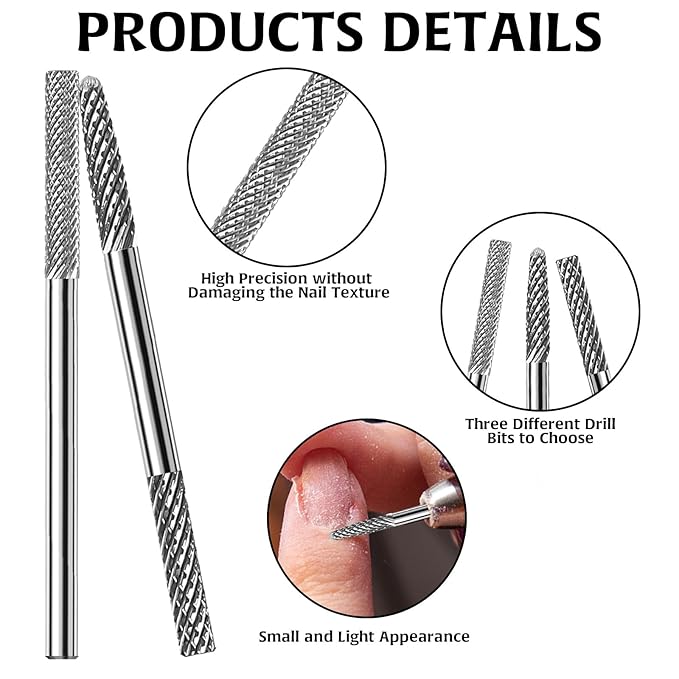 2Pcs 3XF Cuticle Nail Drill Bit, Cuticle Bit for Nail Drill Double Heads Cuticle Drill Bits Nails Diamond-Shaped Nail Bits Drill, Cuticle Drill Bit Clean Dead Nail for Manicure Home Salon Supplies