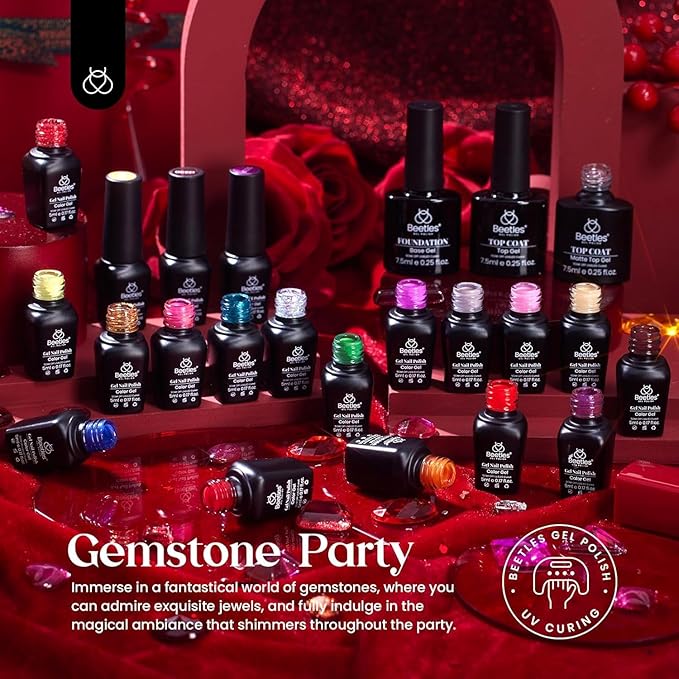 Beetles Winter Gel Nail Polish 20 Winter Colors Cat Eye Gel Polish Set Burgundy Red Purple Black with Magnet Pen Base Top Coat DIY Salon Manicured Soak Off UV LED Lamp Gifts for Women Gemstone Party