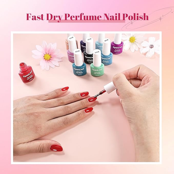 20 Color Perfume Nail Polish Set and 3 PCS Nail Strengthener, Red, Pink, Pueple and Green Quick Drying Nail Polish Set for Women Salon DIY Nail Art