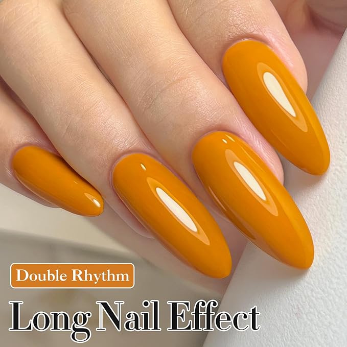 Double Rhythm Gel Polish 15ML Jelly Sheer Pastel Light Milky Color Pearl White Bottle 1 PC 0.5 OZ Full Size Nail Art Salon at Home (Ginger Yellow-D1098)