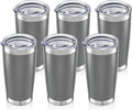 20oz Tumbler Bulk with Lid Stainless Steel Tumblers, 6 Pack | Leak Proof Lid by Unknown