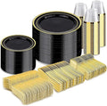 BESTVIP 600PCS Black Gold Dinnerware Set by Bestvip