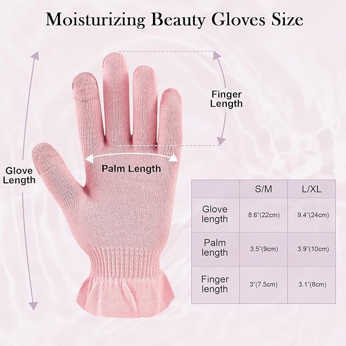 MIG4U Moisturizing Beauty Gloves Touchscreen Overnight Sleeping Glove for Women Dry Hands, Nighttime Lotion, Eczema, SPA, Cosmetic Treatment, Pink 3 Pairs Size L/XL
