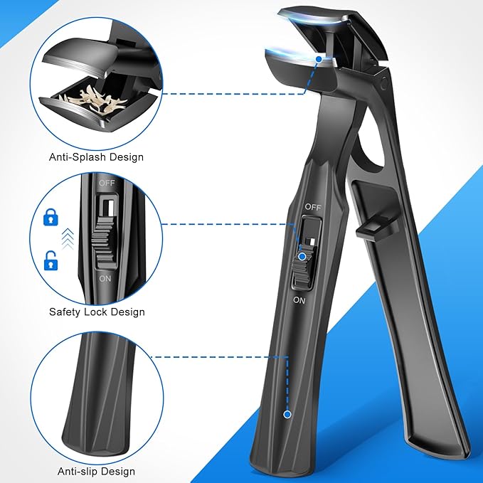 Long Handled Ingrown Toenail Clippers for Seniors Thick Toenails, 2025 Angled Head Large Toe Nail Clippers for Thick Nails, Heavy Duty Large Nail Clippers for Men Women with Mess Free Catcher