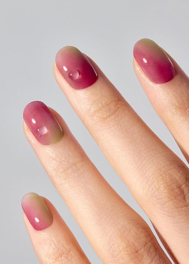 ohora Semi Cured Gel Nail Strips (N Juicy Grape) - Works with Any Nail Lamps, Salon-Quality, Long Lasting, Easy to Apply & Remove - Includes 2 Prep Pads, Nail File & Wooden Stick