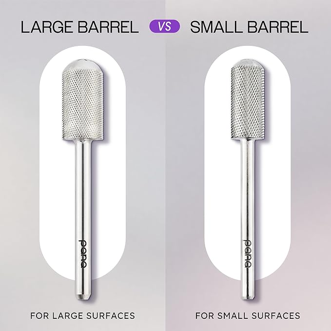 PANA 3/32" Large Smooth Round Top Safety Carbide Nail Drill Bit for Gel Polish & Acrylic Removal Nail Salon Manicure Pedicure Electric File Tools (Large Barrel - Silver, Extra Fine)