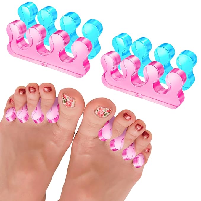 8Pcs Toe Separators for Pedicure Pedicure Toe Spacers & Spreaders Soft Finger Separators Polishing Manicure Coating Gel Painting Nail Accessories Men and Women (Blue Pink)