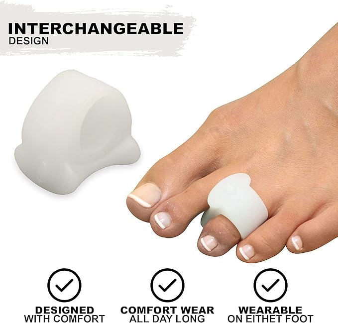 Mars Wellness Gel Toe Separator and Toe Spacers - Bunion, Hammer Toe, Overlapping Toes, Toe Spreader and Toe Corrector for Men and Women - 4 Pack - White Large