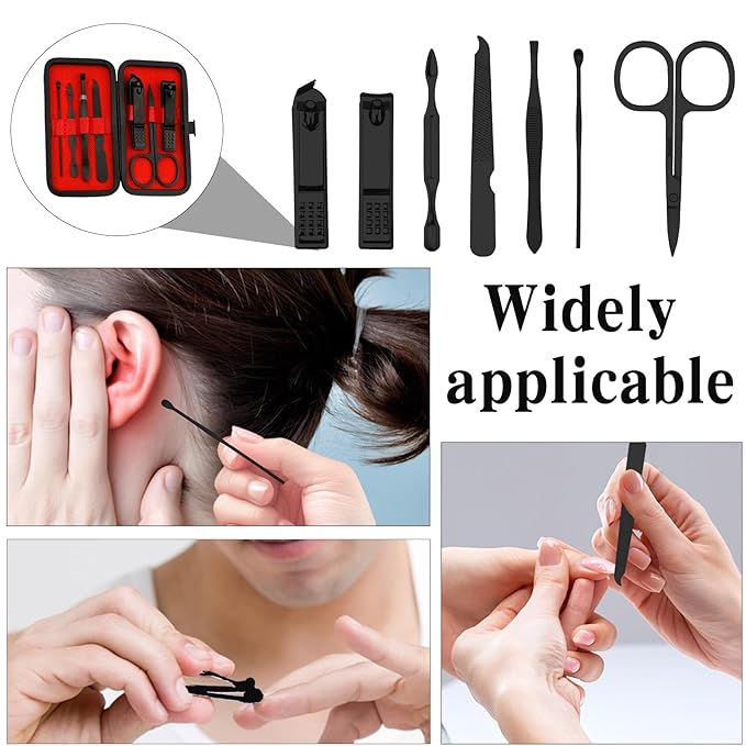 Manicure Kit for Men Women Nail Clippers Pedicure Tools Kit Travel Nail File Toe Set Finger Grooming Kits Christmas Birthday Gifts Ideas Stocking Stuffers Kids Adults Teens Boys Girls Friends(Black)