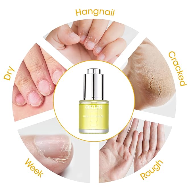 GELLEN Nail Growth Oil, Nail and Cuticle Oil for Growth and Strength, Vitamin E Natural Keratin Cuticle Nails Serum for Hydrating, Nourishing, Strengthening, Repairing, 0.68 Oz