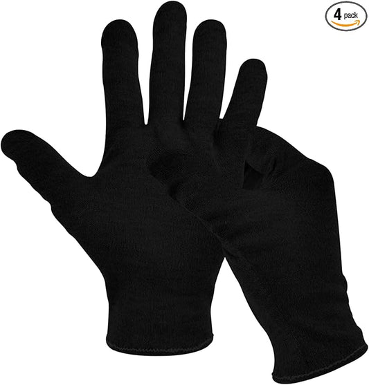 2 Pairs(4Pcs) Cotton Gloves for Eczema and Dry Hands, Moisturizing Gloves, Work Gloves for Men, Women, SPA, Jewelry Inspection (Black, 2 Pairs)