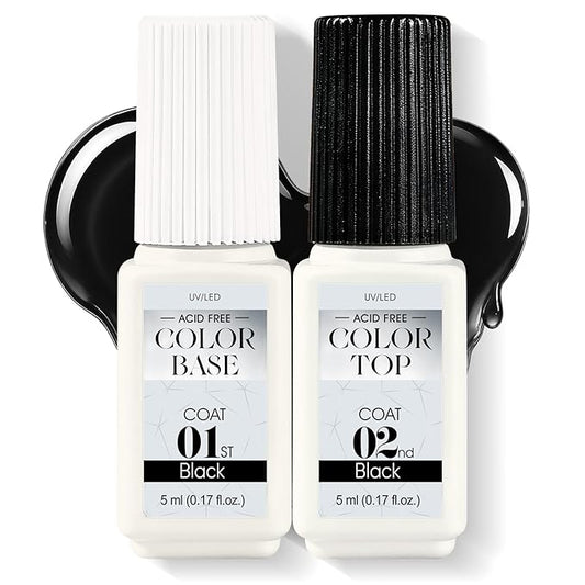 Jofay Fashion Black Gel Polish - All-in-One Step Black Nail Polish 10ml Soak Off LED/UV Lamp DIY Salon Manicure at Home Long Lasting Glossy Finish Home Nail Salon Gift for Women & Girls (0.33 Fl Oz)