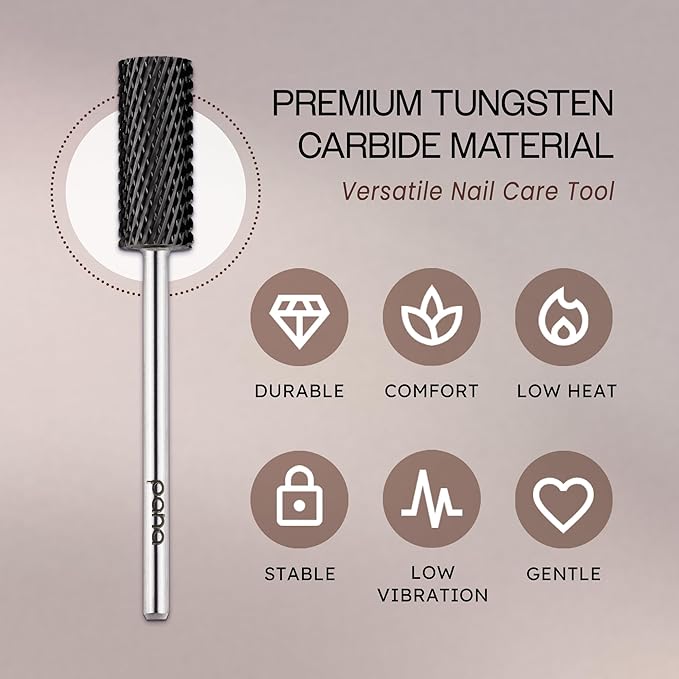 USA PANA Professional 3/32" Shank Size - Flat Top Small Barrel Carbide Bit - 5X Coarse Grit to Extra Fine Grit - Gold, Silver, DLC Black - Nail Drill Bit for Dremel Machine (Coarse, DLC Black)