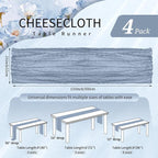 4 Pack Cheesecloth Table Runner 10FT Dusty Blue Table Runner Boho Gauze Cheese - Image 2