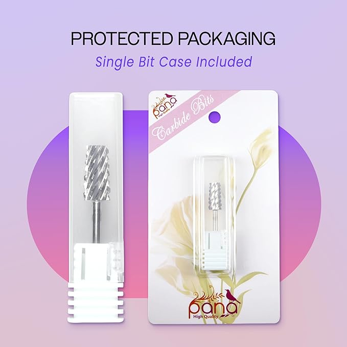 PANA Tapered Barrel Carbide 3/32" Shank Size - (Silver, Extra Coarse Grit) - Fast remove Acrylic or Hard Gel Nail Drill Bit for Manicure Pedicure Salon Professional or Beginner