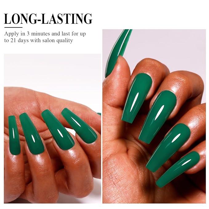 Imtiti Green Gel Nail Polish, 15ML Dark Emerald Autumn Winter UV LED Soak Off Polish, DIY Nail Art Starter Manicure Salon Kit