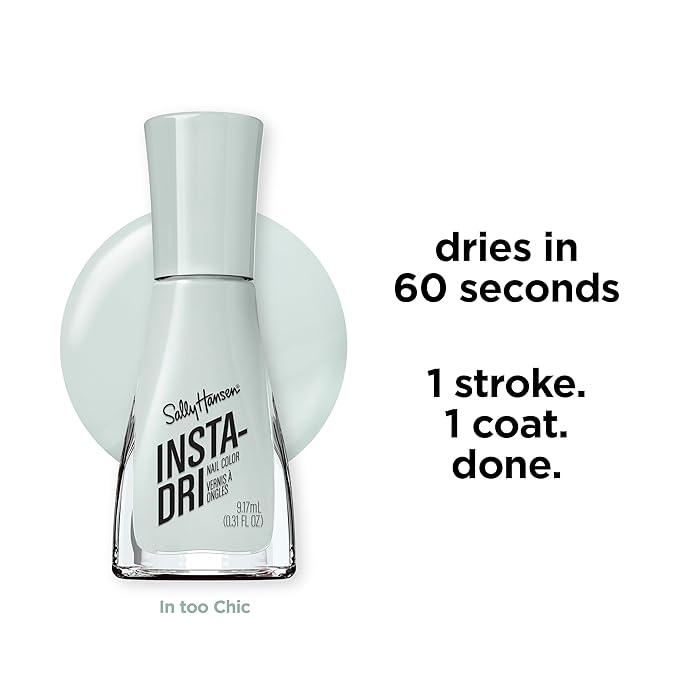 Sally Hansen Insta-Dri Nail Polish | Quick Dry, Long Lasting, Streak-Free Shine | Opaque, Shiny | 559 In too Chic | Blue Gray Nail Color