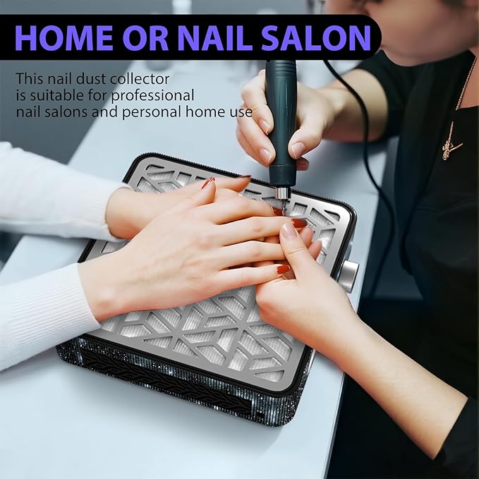 Nail Dust Collector, Powerful Vacuum Fan Vent Dust Collector Extractor Dust Suction Machine for Acrylic Nails Polishing, Nail Salon,Black Diamond