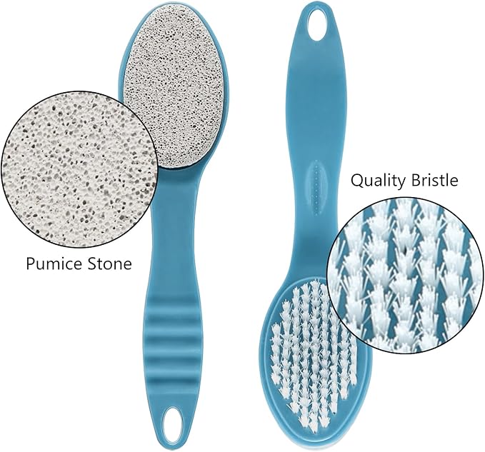 Foot Callus Remover, Double-Sided Pumice Stone Brush for Feet (Blue, Green, Rose Pink, 3 Pack)
