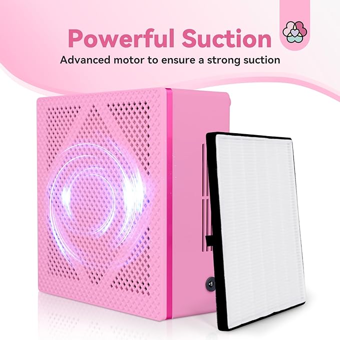 SAVILAND Nail Dust Collector, 60W Powerful Nail Vacuum Dust Collector Cleaner, Compact Dust CollectorTech with Dust Brush, Reusable Filter Manicure Tool for Acrylic Nail Gel Polishing,Salon & Home