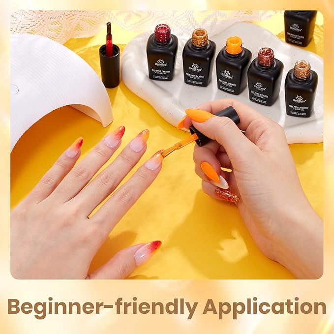beetles Christmas Gel Polish Set - Daring Glow Collection, Gold Cat Eye Gel Colors Red Gold Glitter Shimmer Yellow Orange Christmas Nails Art Soak off Uv LED Manicure Nail Trend Gift for Women
