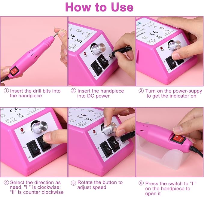 Cadrim 20000RPM Electric Nail Drill Machine Professional Electric Nail File Manicure Pedicure Nail Drill Kit with 156pcs Sanding Bands Remover Polisher Gel Acrylic Nails for Salon Home, Pink