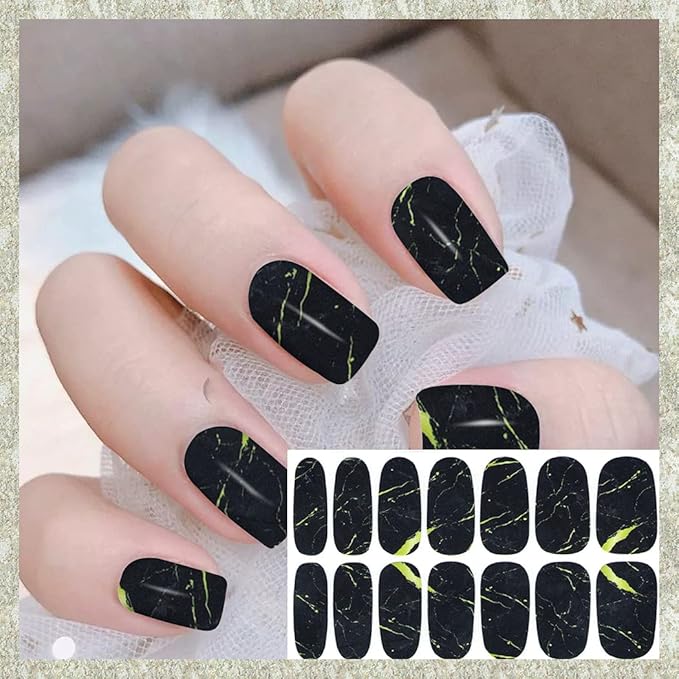 WOKOTO 20 Sheets Marble Print Fingernail and Toenail Nail Polish Strips Full Wraps for Women Kit with Nail File Gradient Gel Nail Strips Stick On Nail Polish Stickers Set for Girls Women