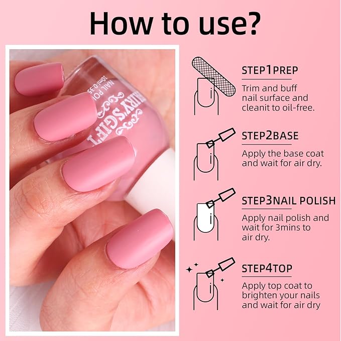 Major Dijit Matte Nail Polish Air Dry Nail Art Varnish (Cherry Pink, 10 ML)