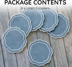 Linen Coasters for Drinks, 4.5 inch, Marine | Absorbent Linen Drink Mats - Image 2