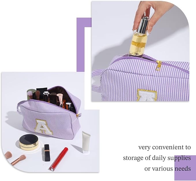 YOOLIFE Birthday Gifts for 4 5 6 7 8 9 10 11 12 13 14 15 16 Year Old Girl Gifts, Purple Gifts for Women Teen Girls Kids Her Daughter, Monogram Initial Girls Makeup Bag, Letter O