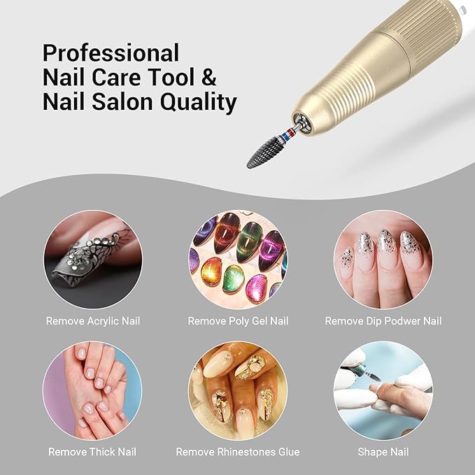 MelodySusie Ceramic Nail Drill Bit, 3/32'' (2.35mm) Professional Acrylic Nail File Flame Drill Bit for Manicure Pedicure Cuticle Gel Nail Polishing, Beginners Bits, Black, Series Bit-S, Coarse
