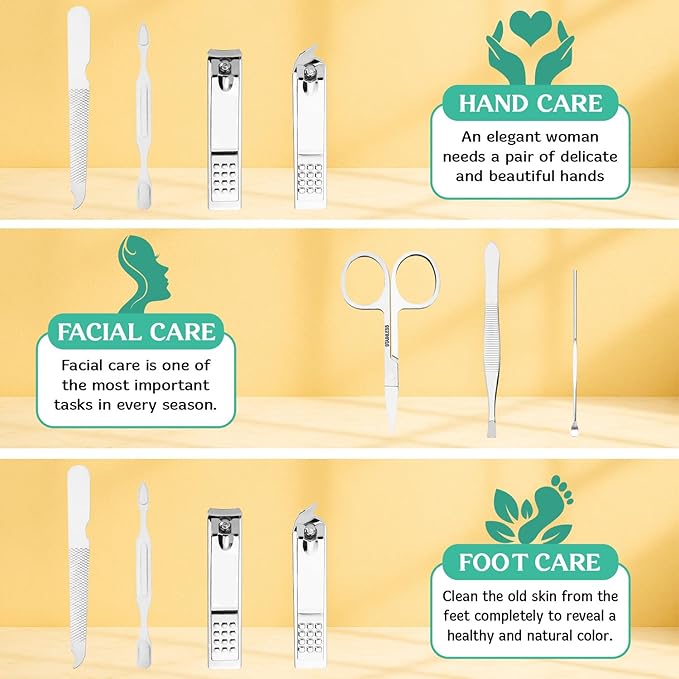 Mimi Gifts - Manicure Set – 7-Piece Stainless Steel Nail Clipper Kit for Women – Sunflower Leopard Design Travel Nail Care Gift for Mimi, Grandma – Mother’s Day Appreciation Gift