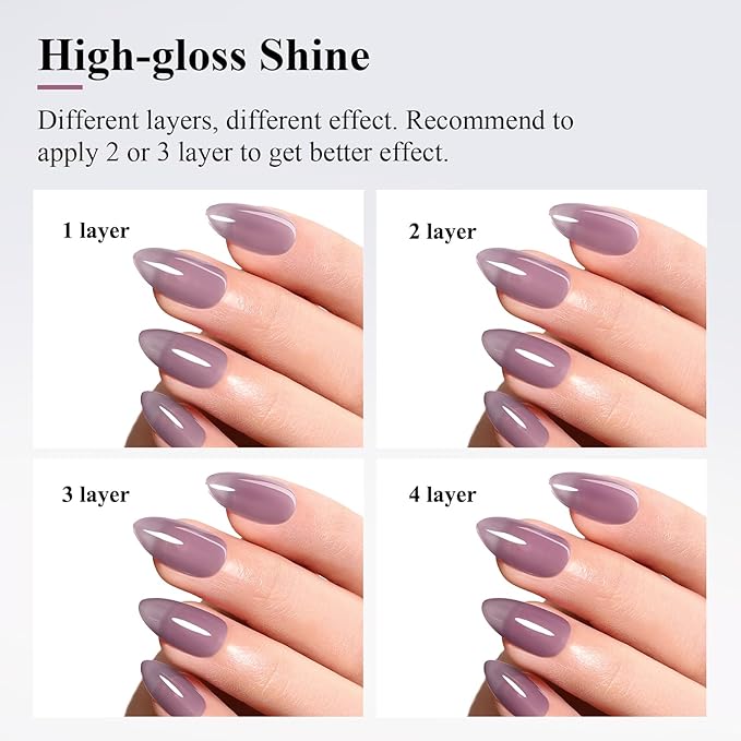 Imtiti Jelly Gel Polish: 15ML Sheer Grape Purple Jelly Gel Nail Polish - Translucent Spring/Summer Nail Art DIY Manicure