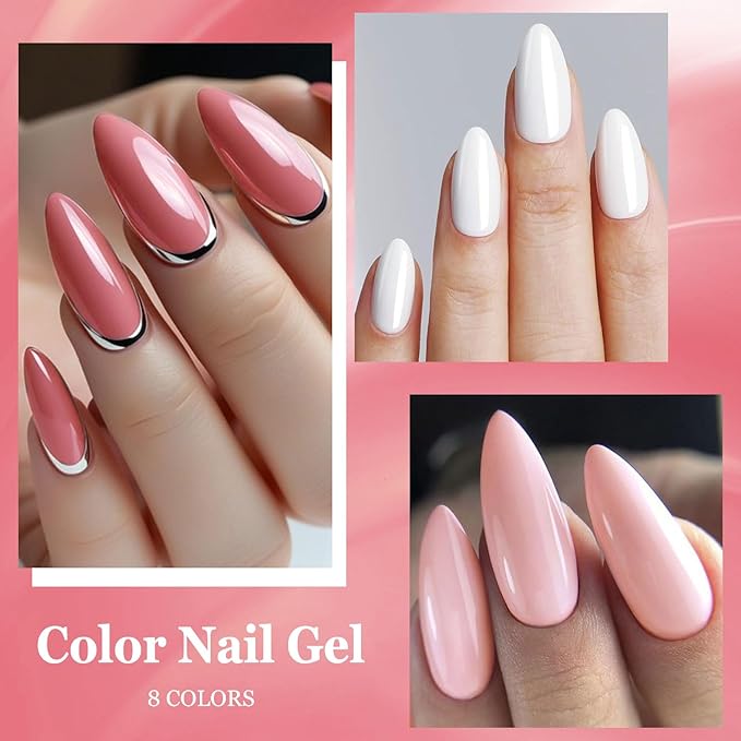 MEET ACROSS 1 Step Gel Polish Set Nail Art Manicure 3 in 1 Gel Kit Soak Off LED Gel Nail Varnishes No Need base gel top coat (Set-6, 8PCS)