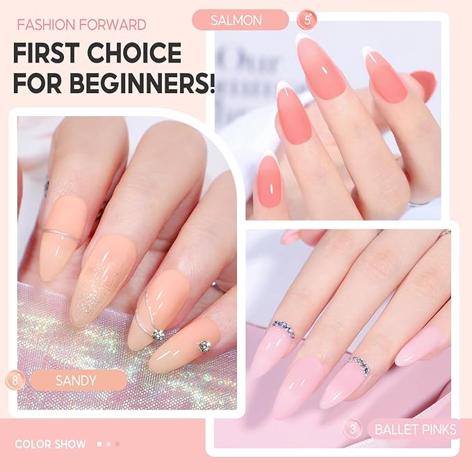 Peacecolor Jelly Gel Nail Polish Set 10ML 6pcs Pink Nude White Sheer Transparent Colors Soak Off Gel Polish Nail Art Manicure Gifts for Women Salon DIY at Home