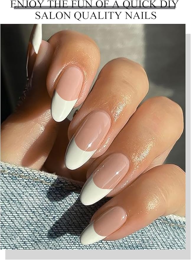 EBANKU 20Pcs Semi-Cured Gel Nail Strips, Nude Deep French Nail Sticker, Lasting Waterproof Full Wraps Stickers for Salon Manicures, Perfect for Women, Girl with File and Stick