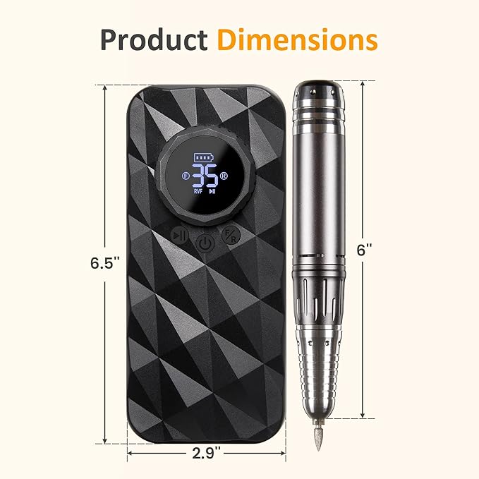 Sunvivi 40000RPM Electric Nail Drill, Rechargeable Nail File Set for Acrylic Nails Gel Polishing, Professional Nail E File Manicure Pedicure Tools with Nail Drill Bits for Home Salon Use