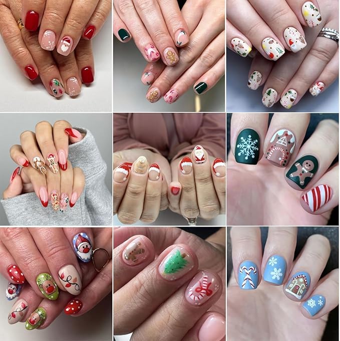 60 Sheets Christmas Nail Stickers for Nail Art, 2000+ Pcs 3D Self-Adhesive Snowflake Nail Decals, Deer Elk Trees Nail Supplies Nail Art Designs Accessories for Women and Girls Manicure DIY Decoration