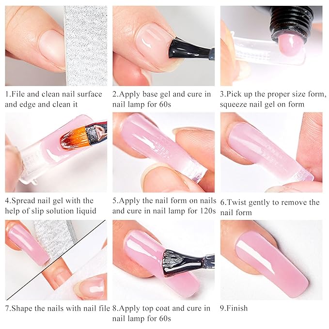 MEET ACROSS Poly Nail Gel 10Pcs Nail Extension Gel Set and Nail Extension Starter Kit for Beginners Nail Art DIY Home Gifts for Women (SET-6, 10pcs)