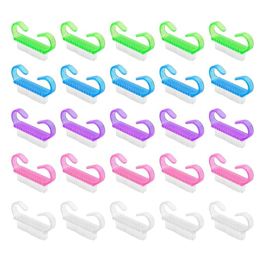 25 Pcs Handle Grip Nail Brush, Fingernail Scrub Cleaning Brushes for Nails and Toes, Hand & Foot Nail Cleaner, Pedicure Manicure Brush for Women, Men, Kids – Multicolor