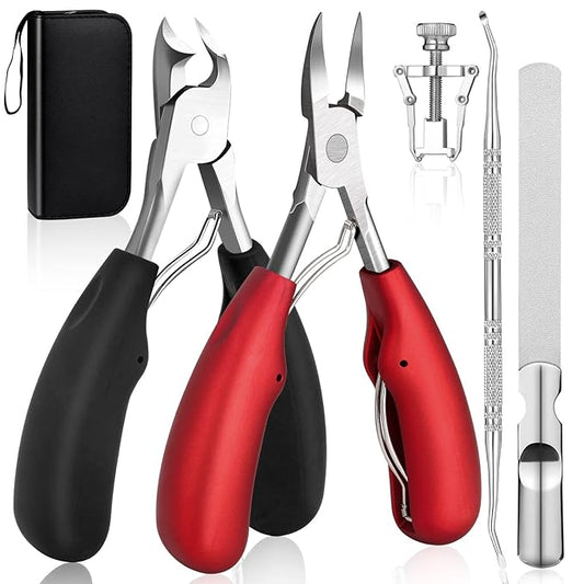 Modacraft Podiatrist Toenail Clippers, Professional Thick & Ingrown Toe Nail Clippers for Men Seniors, Ingrown Toenail Treatment Removal Kit with Nail Cutter Super Sharp Blade Soft Anti-Slip Handle