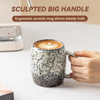 Ivory Nebula Ceramic Coffee Mug - 14 oz Unique Reactive Glaze Coffee Cup - Image 9